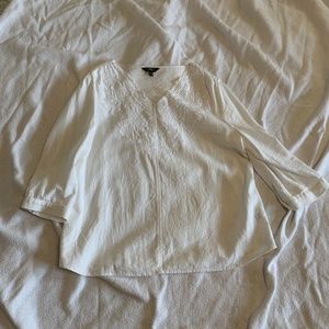 Lieb linen-blend 3/4 sleeve white embroidered top